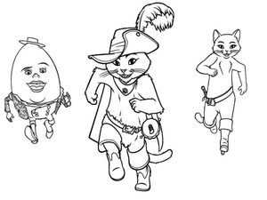 Puss in Boots, Kitty, and Humpty Dumpty