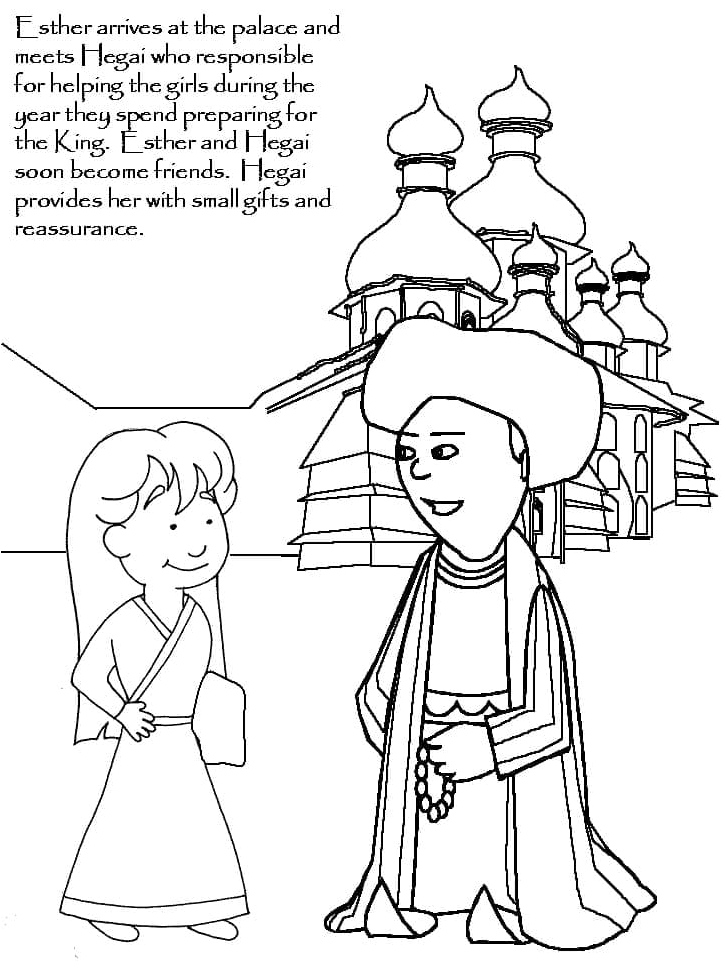 Esther and Hegai Coloring Page