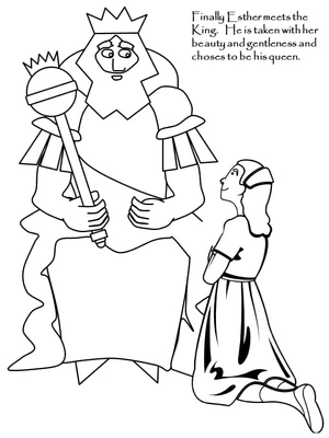 Esther and King Ahasuerus Coloring Page