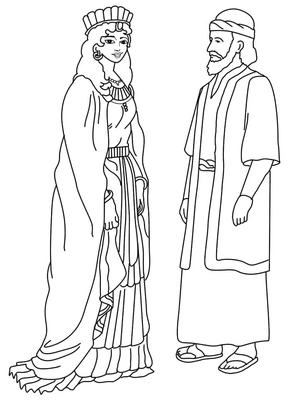Esther and Mordecai - Coloring Page Coloring Page