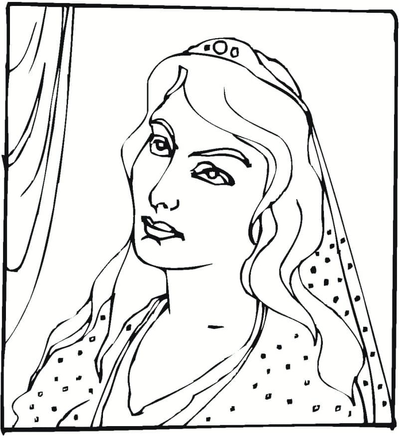 Queen Esther Free Drawing Coloring Page