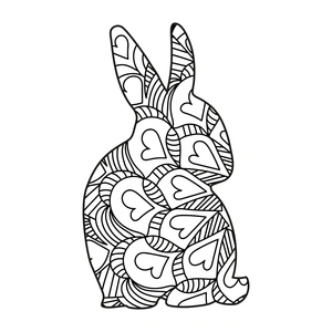 Adorable Bunny Mandala With Hearts Coloring Page