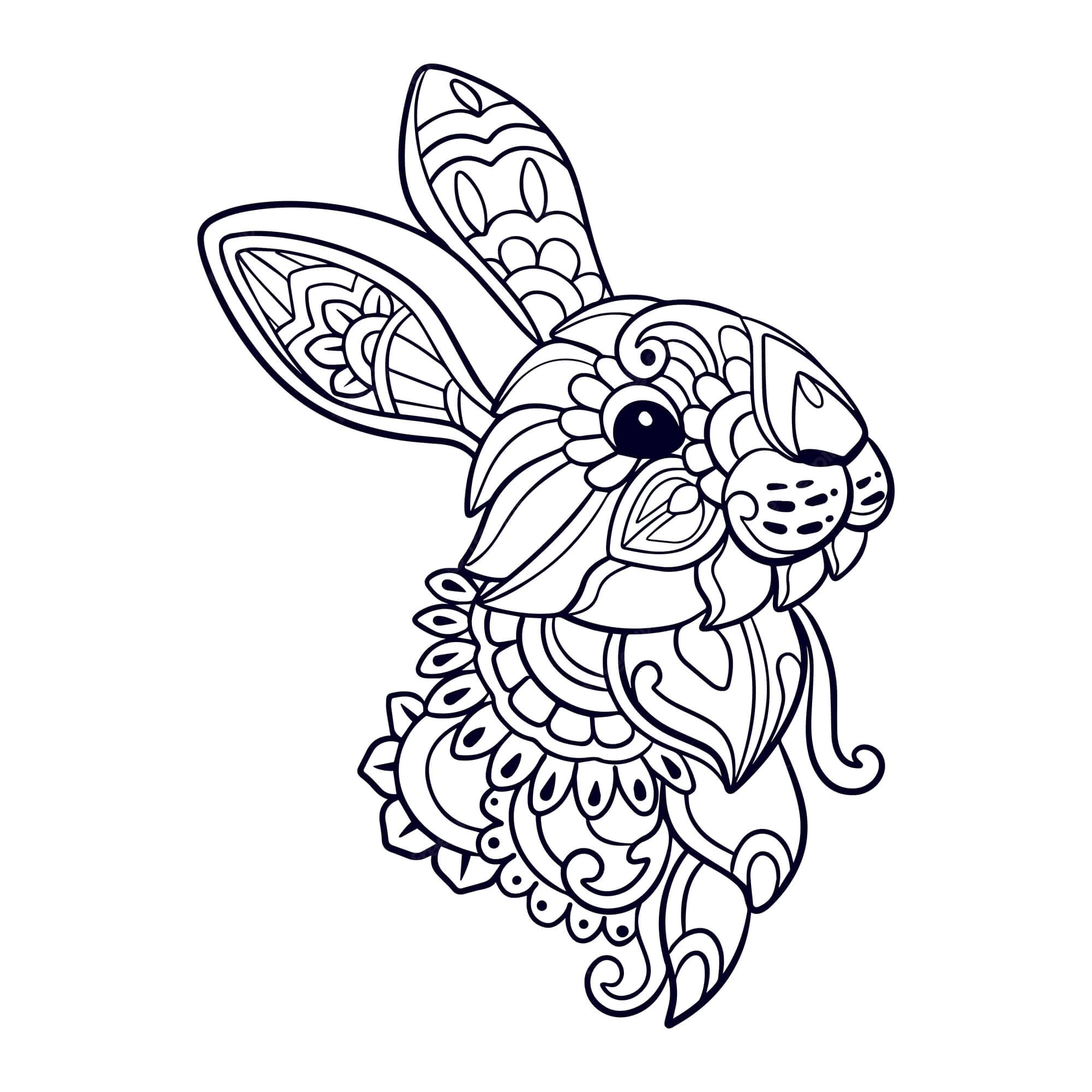 Mandala of a Baby Rabbit Coloring Page