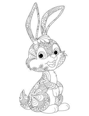Mandala Rabbit Fun Coloring Page