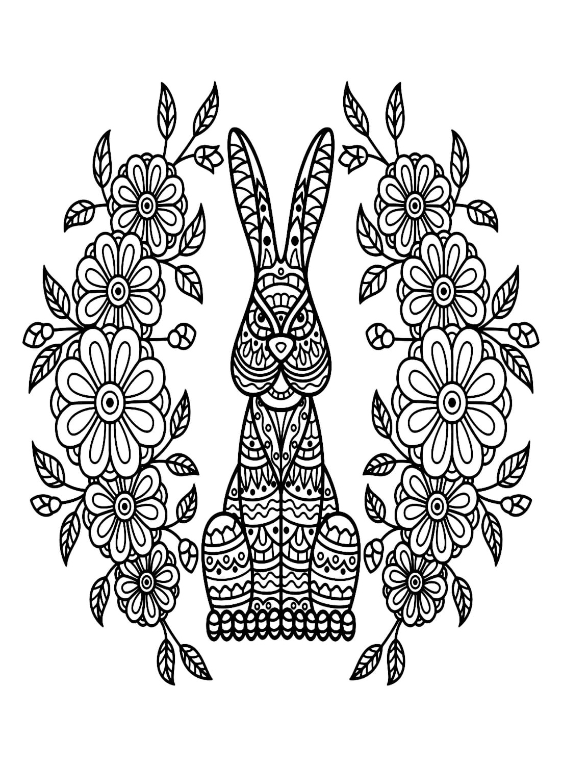 Adult Zentangle Rabbit Coloring Page Coloring Page