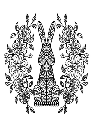 Adult Zentangle Rabbit Coloring Page