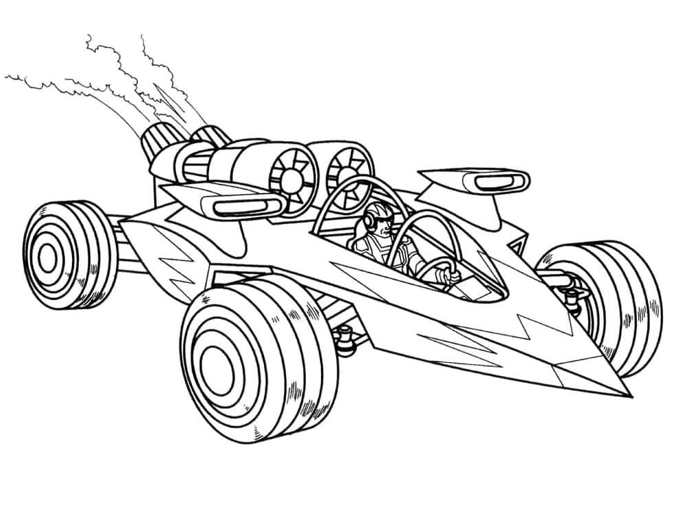 Jet Car Racing Coloring Page
