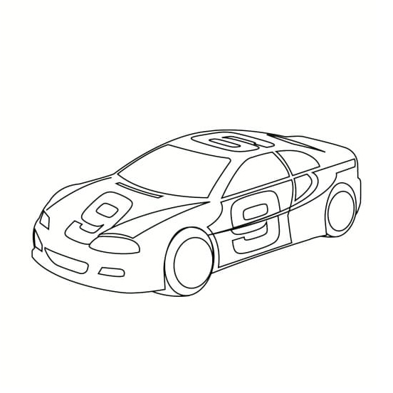 Race Car Number 9 Coloring Page