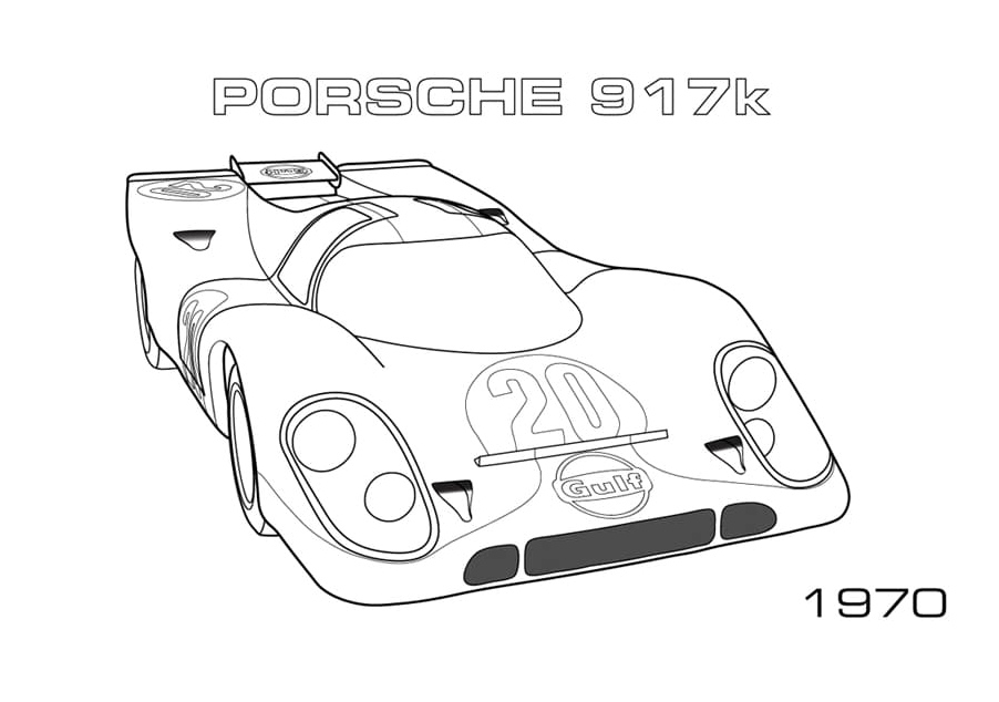 Race Car Porsche 917K Coloring Page