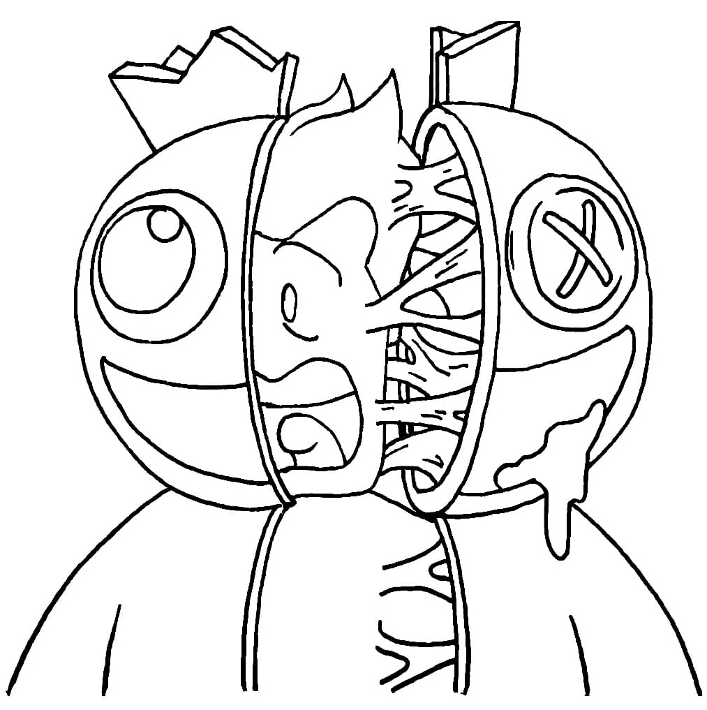 Friend with Blue Rainbow Ribbons Coloring Page