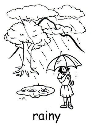 "Big Water Droplets Falling on the Ground" Coloring Page