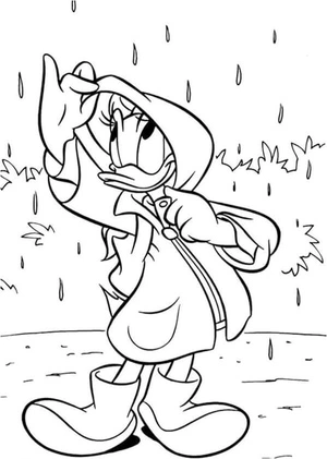 Duck Wearing a Raincoat Coloring Page