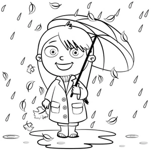 Girl Enjoying the Beauty of Falling Leaves Coloring Page
