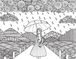 Girl holding umbrella in the rain