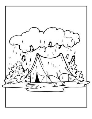 You can hear the sound of rain inside the tent.