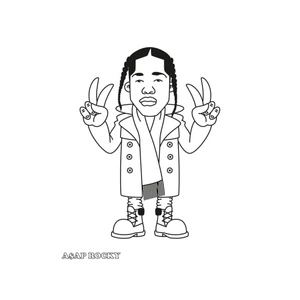 Asap Rocky wearing a Coat and Scarf Coloring Page