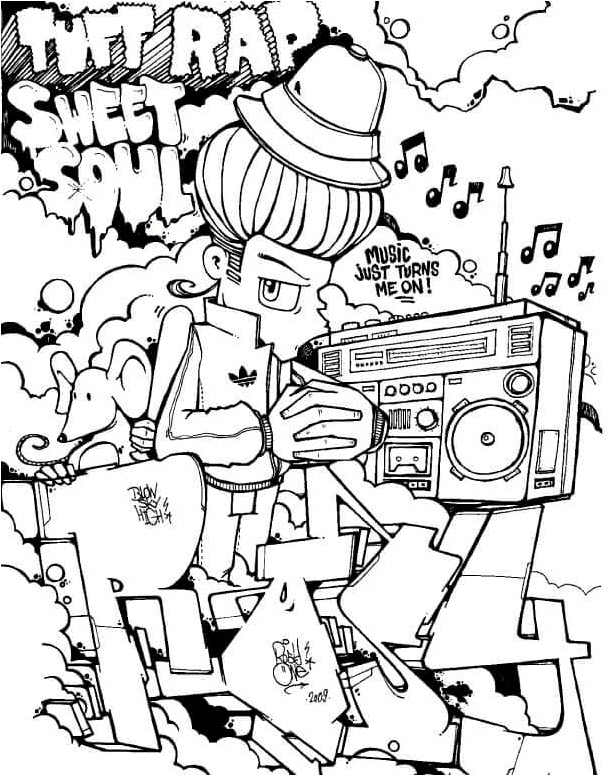 Hip Hop Rapper Coloring Page