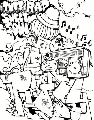 Hip Hop Rapper Coloring Page