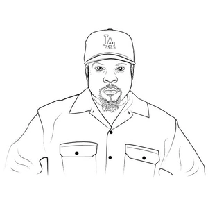 Ice Cube is a well-known singer and actor. Coloring Page