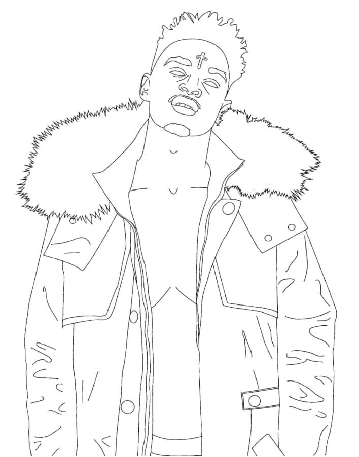 Rapper Wearing a Jacket Coloring Page
