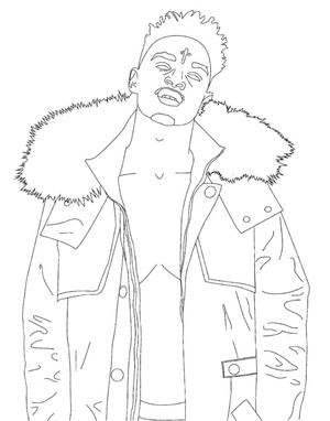 Rapper Wearing a Jacket Coloring Page