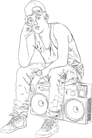 Sitting on the Tape Recorder Coloring Page
