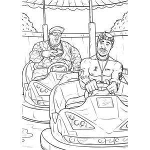 Tupac and Biggie at the Race Track Coloring Page