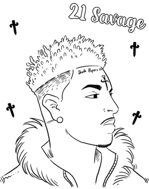 Youthful Talent: 21 Savage Coloring Page