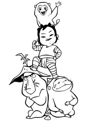 Noi and the Ongis Team Coloring Page