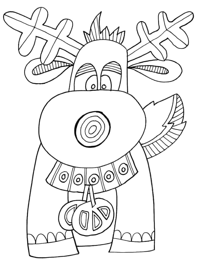 A comical reindeer Coloring Page