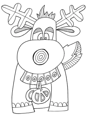 A comical reindeer Coloring Page