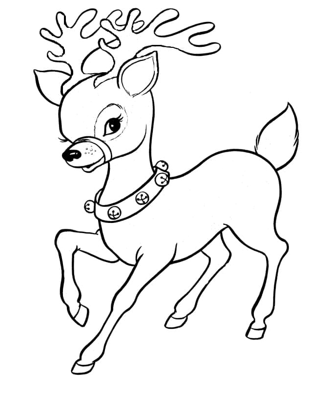 Cute Holiday Reindeer Coloring Page