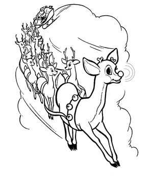 Reindeer in Christmas Forest Coloring Page