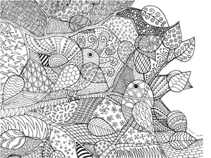 Relaxing Birds on a Tree Coloring Page