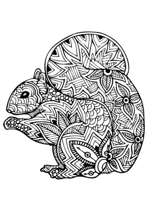 Relaxing Squirrel Coloring Page