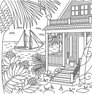 Relaxing Summer Landscape Coloring Page