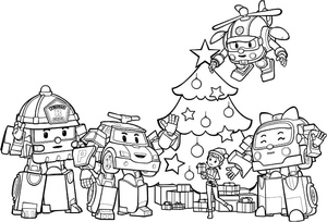 Robocar Poli Christmas Coloring Page