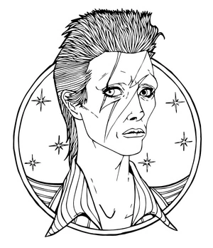 British rockstar David Bowie. Coloring Page