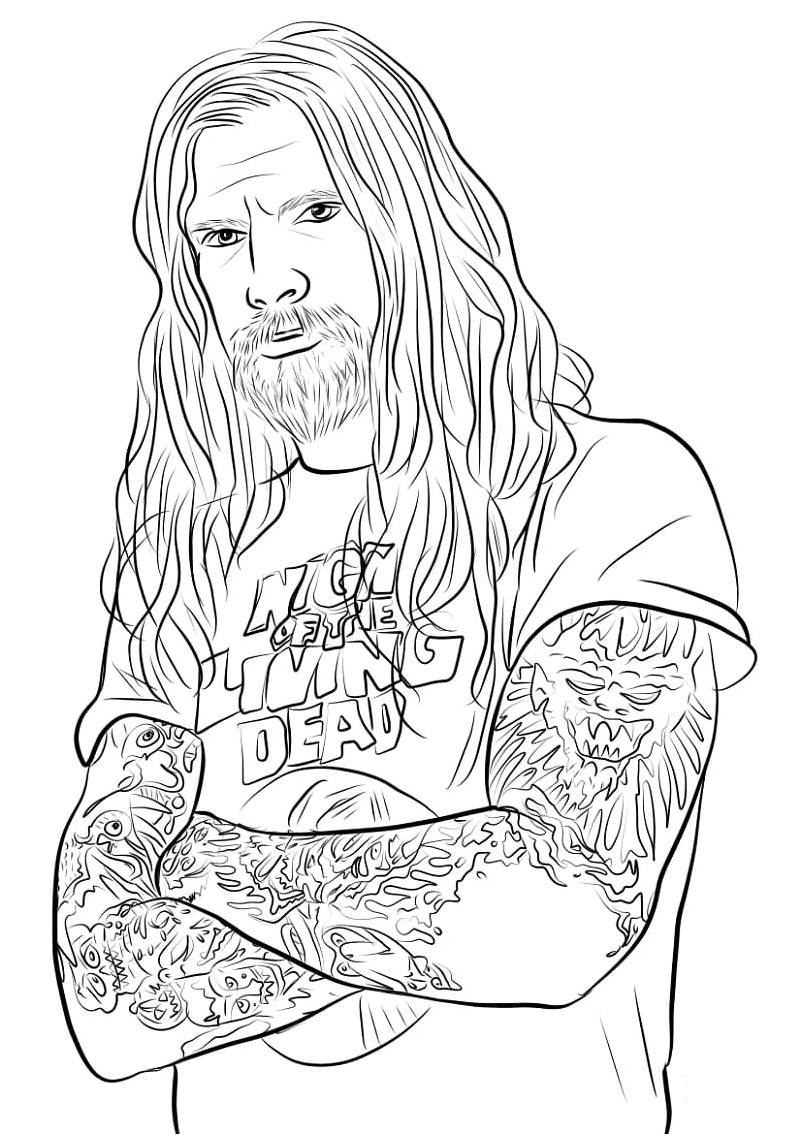 Rock Star Rob Zombie Coloring Page