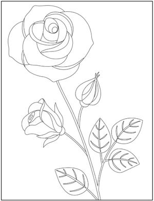 Gorgeous Rose Stem Coloring Page