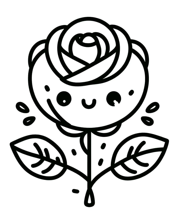Happy Rose Coloring Page