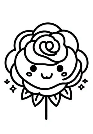 Joyful Rose Blossom Coloring Page