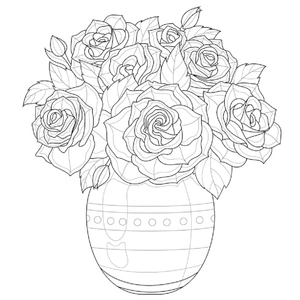Rose Vase Coloring Page