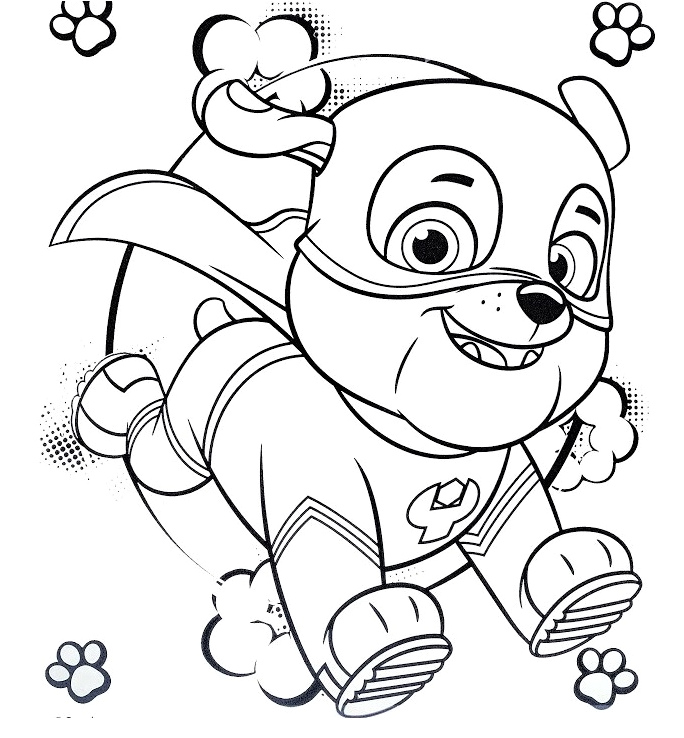 Paw Patrol's Mighty Rubble: Super Edition Coloring Page