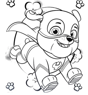 Paw Patrol's Mighty Rubble: Super Edition Coloring Page