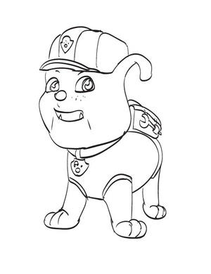 Rubble Paw Patrol Coloring Page. Coloring Page