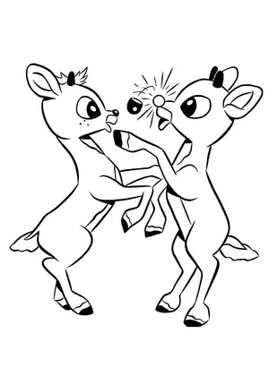 Flaming Fireball and Radiant Rudolph Coloring Page
