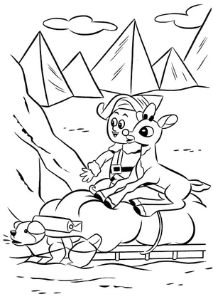 Rudolph and Hermey are a great pair. Coloring Page