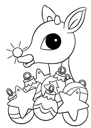 Rudolph Decorating Coloring Page