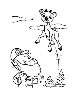 Rudolph in Flight Coloring Page